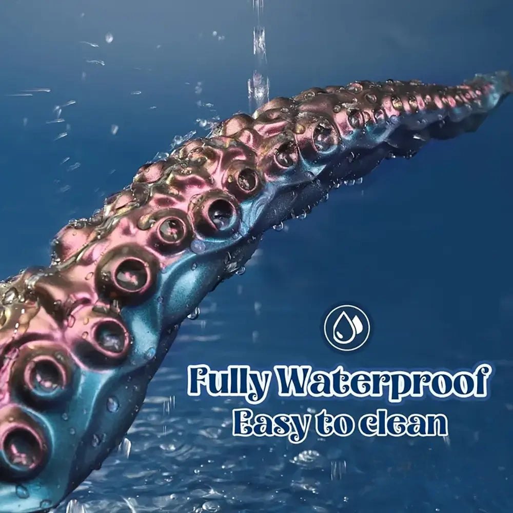 Colorful blue and pink tentacle silicone dildo, photo 3
