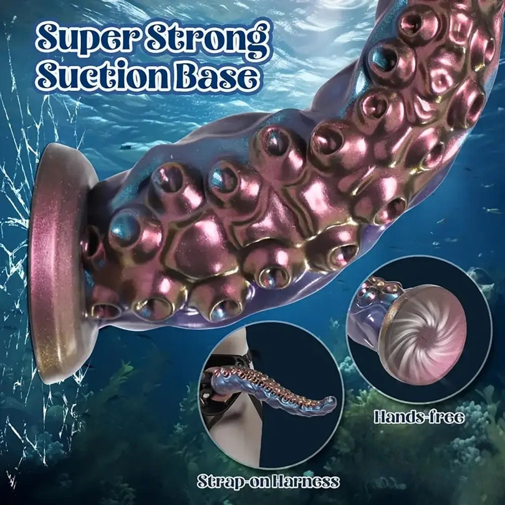 Colorful blue and pink tentacle silicone dildo, photo 6