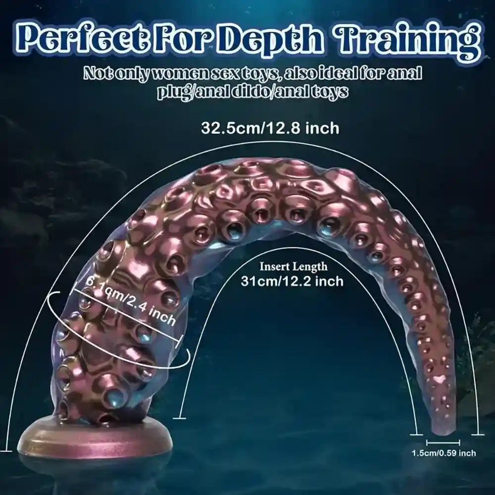 Colorful blue and pink tentacle silicone dildo, photo 7