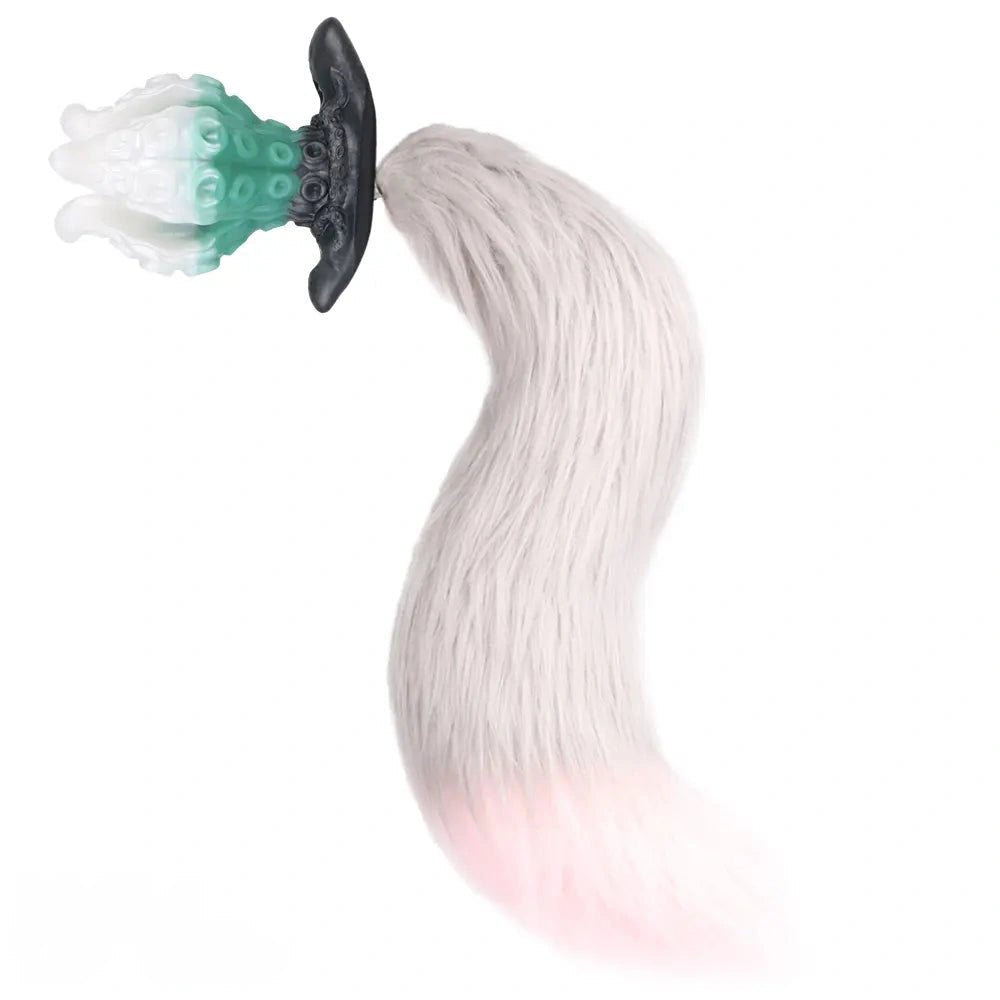 White and green tentacle strap-on harness dildo, photo 10
