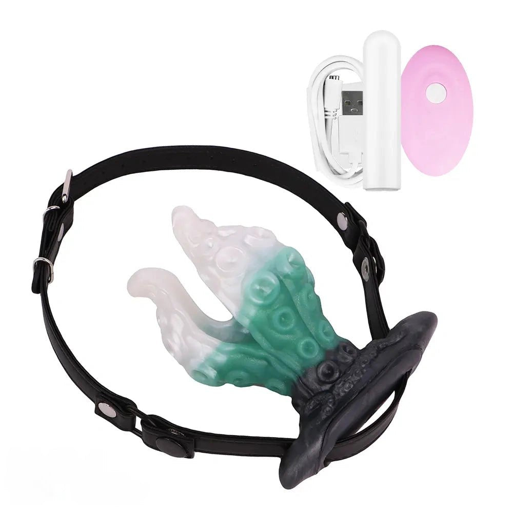 White and green tentacle strap-on harness dildo, photo 13