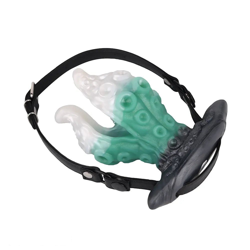 White and green tentacle strap-on harness dildo, photo 21