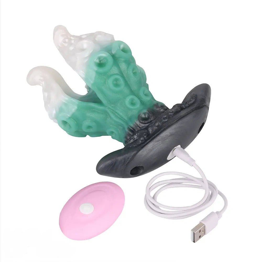 White and green tentacle strap-on harness dildo, photo 23
