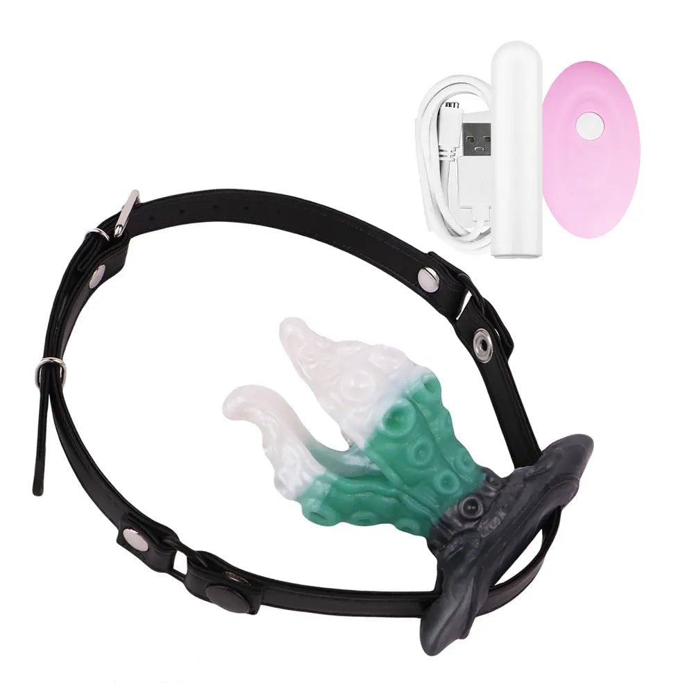 White and green tentacle strap-on harness dildo, photo 28