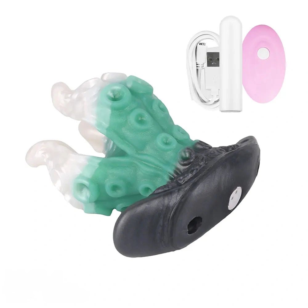 White and green tentacle strap-on harness dildo, photo 4