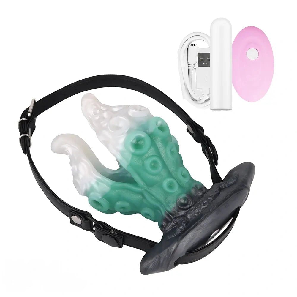 White and green tentacle strap-on harness dildo, photo 5