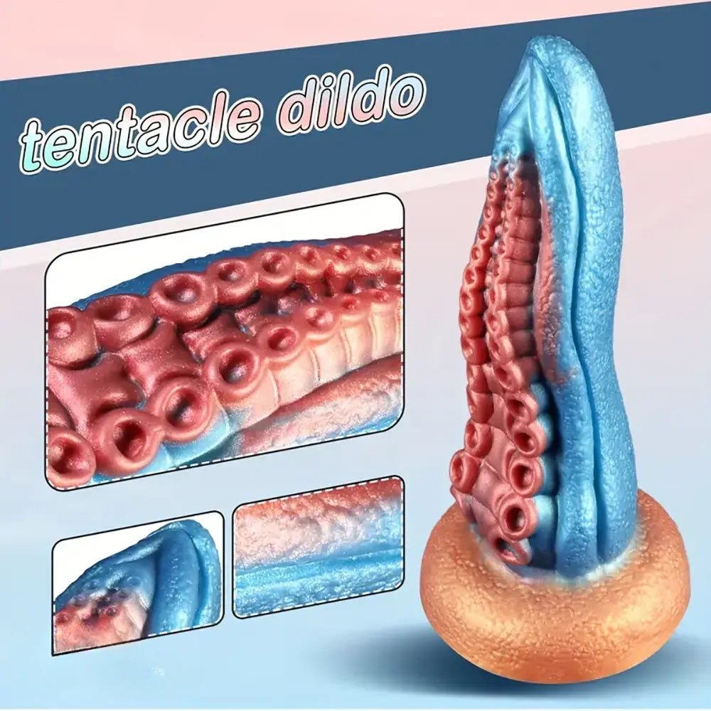 Colorful textured tentacle suction cup dildo, photo 1