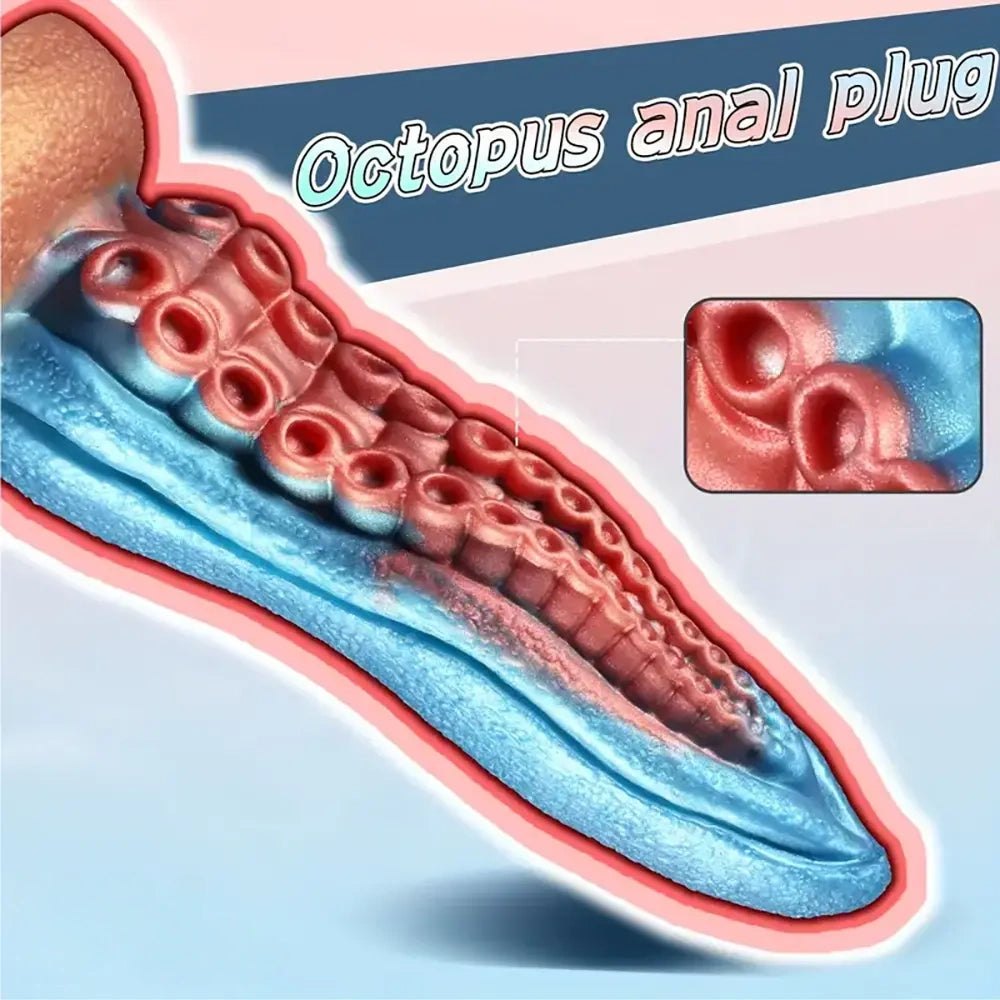 Colorful textured tentacle suction cup dildo, photo 3
