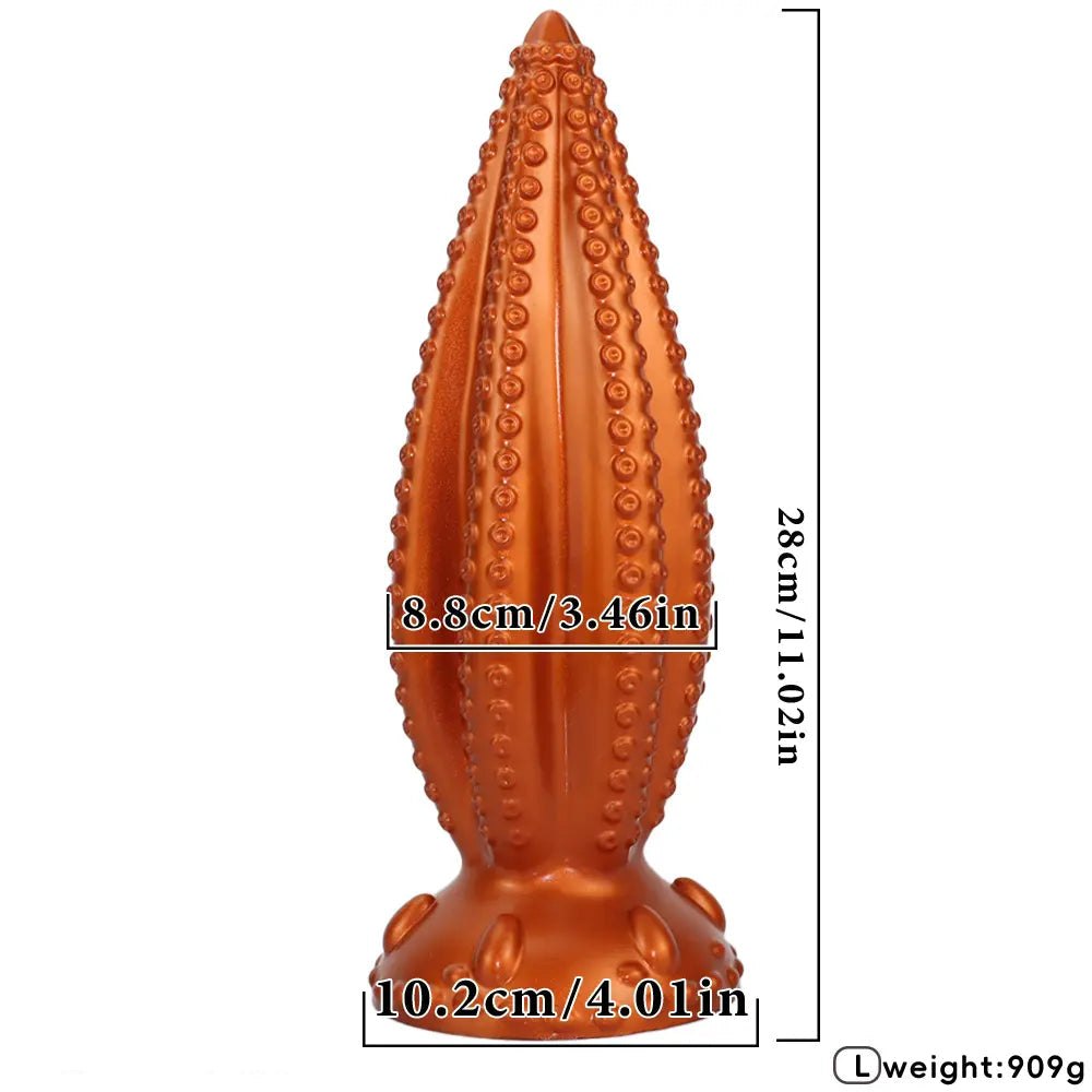 Gold tentacle textured silicone anal plug