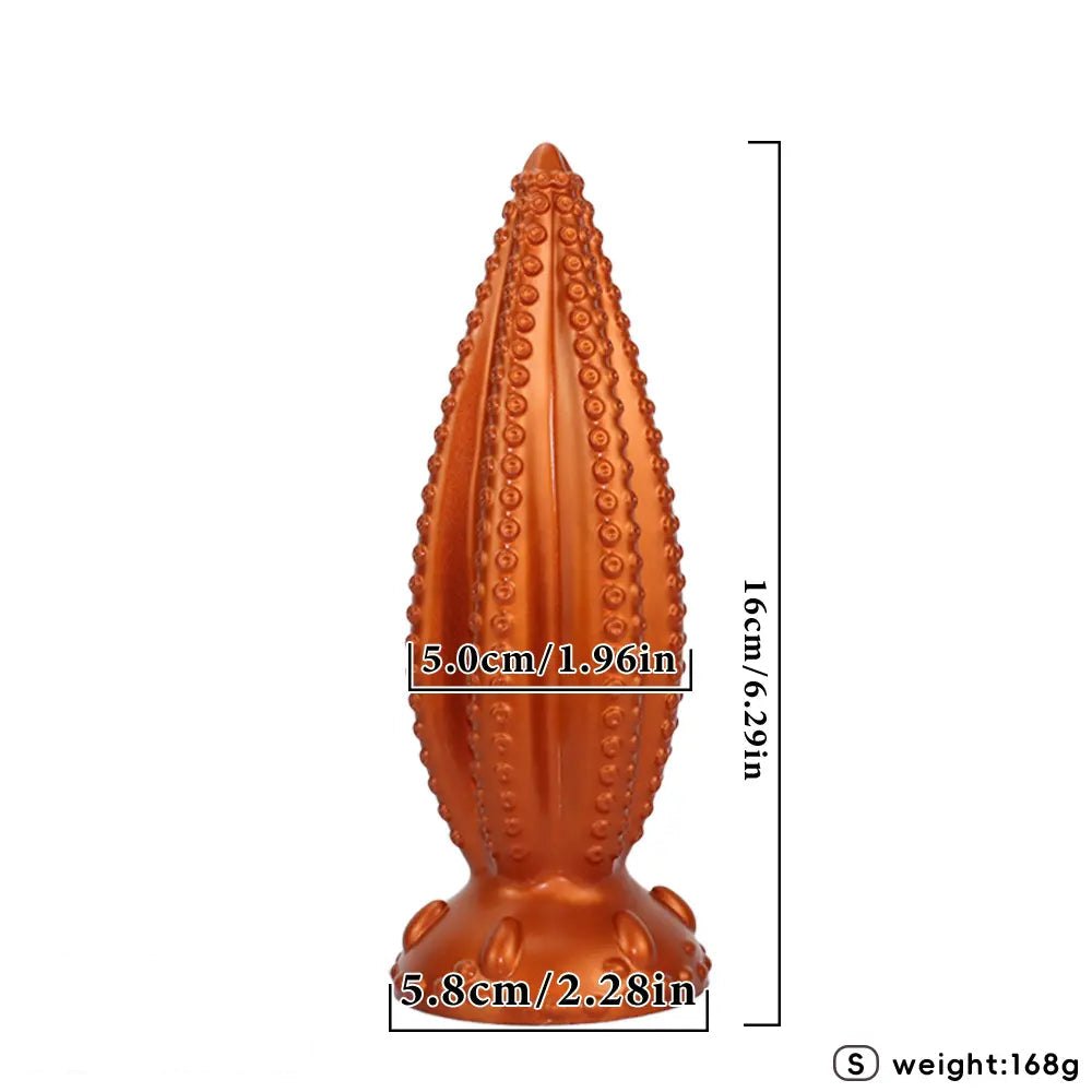 Gold tentacle textured silicone anal plug