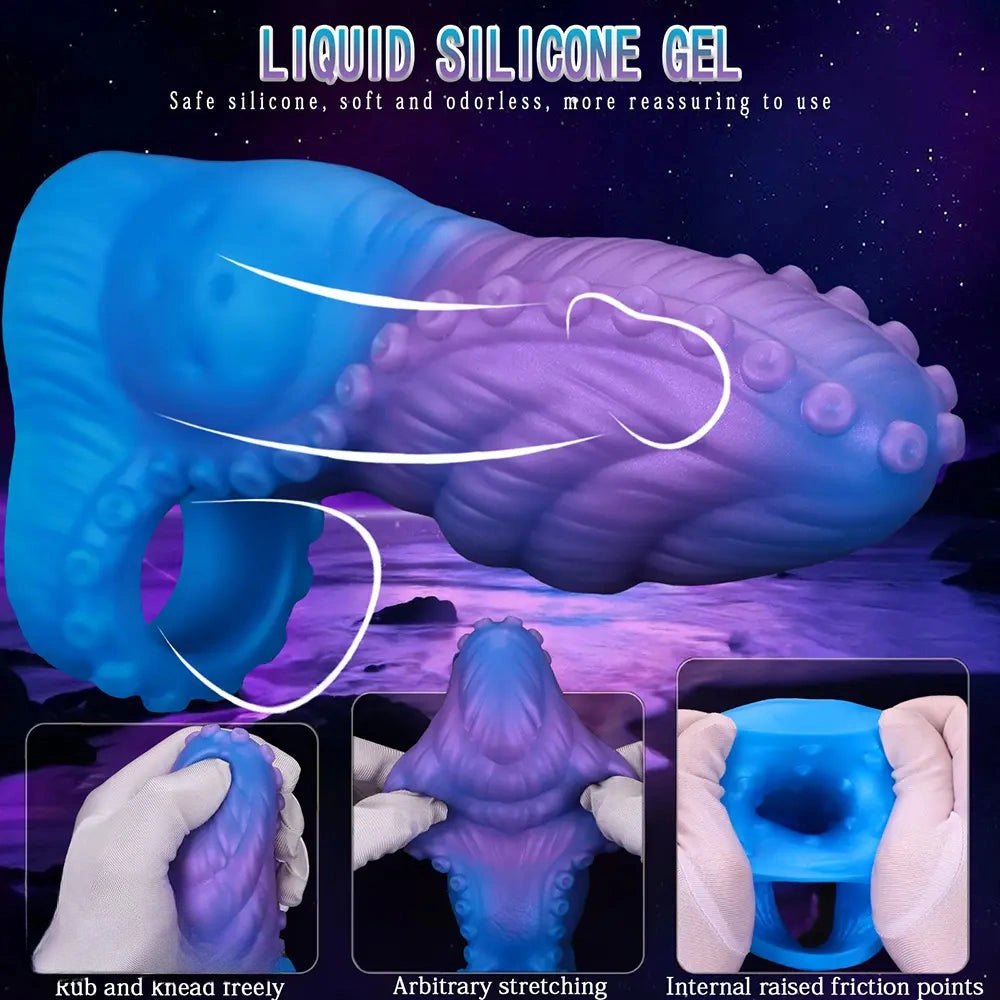 Blue purple tentacle texture fantasy dildo, photo 4