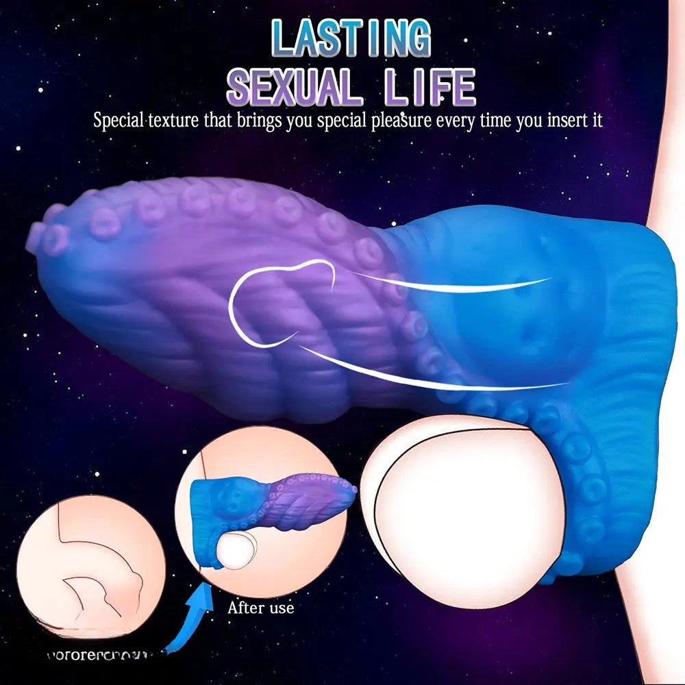 Blue purple tentacle texture fantasy dildo, photo 8