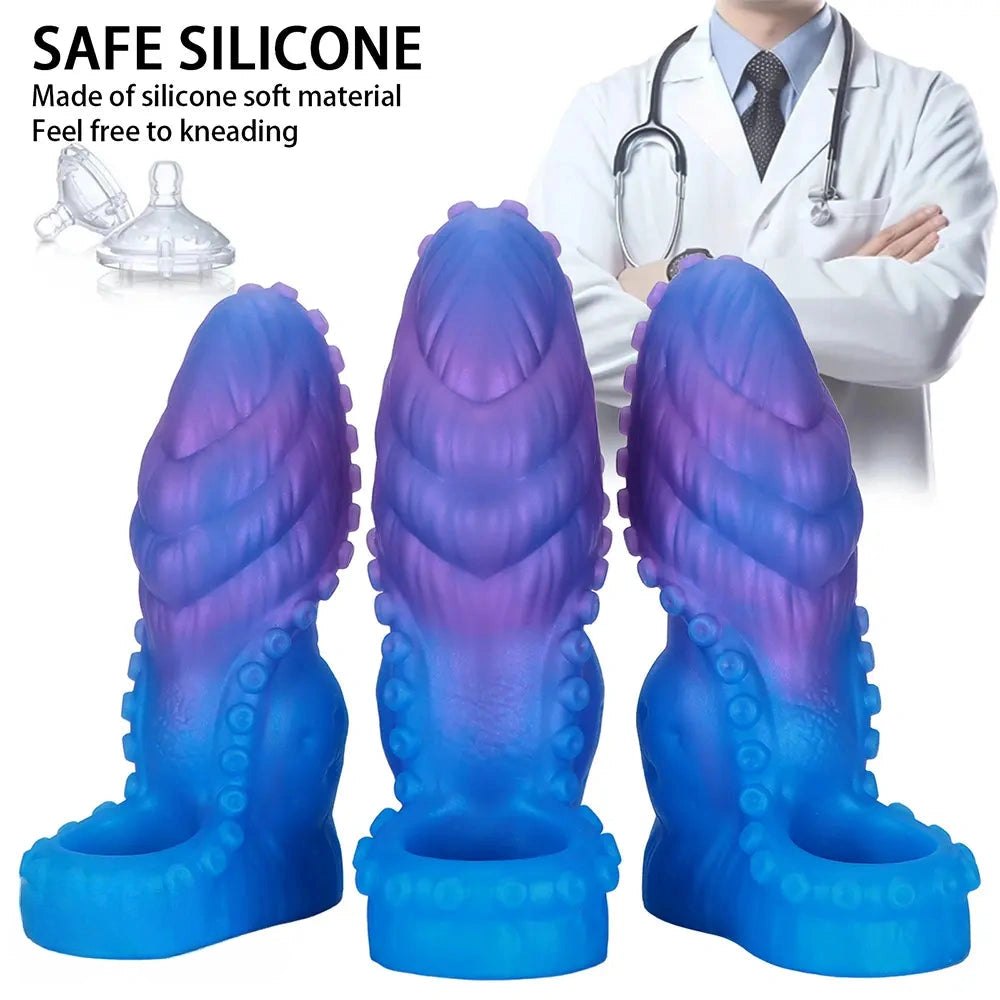 Blue purple tentacle texture fantasy dildo, photo 9