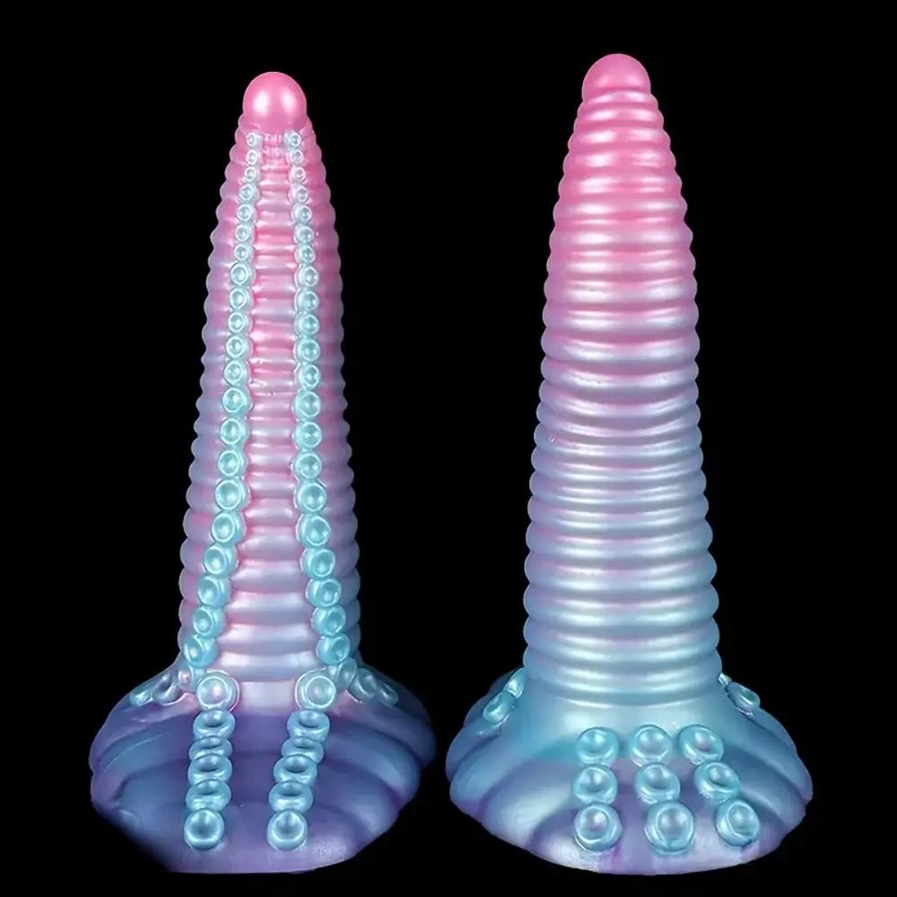 Pink purple tentacle textured fantasy dildo, photo 1