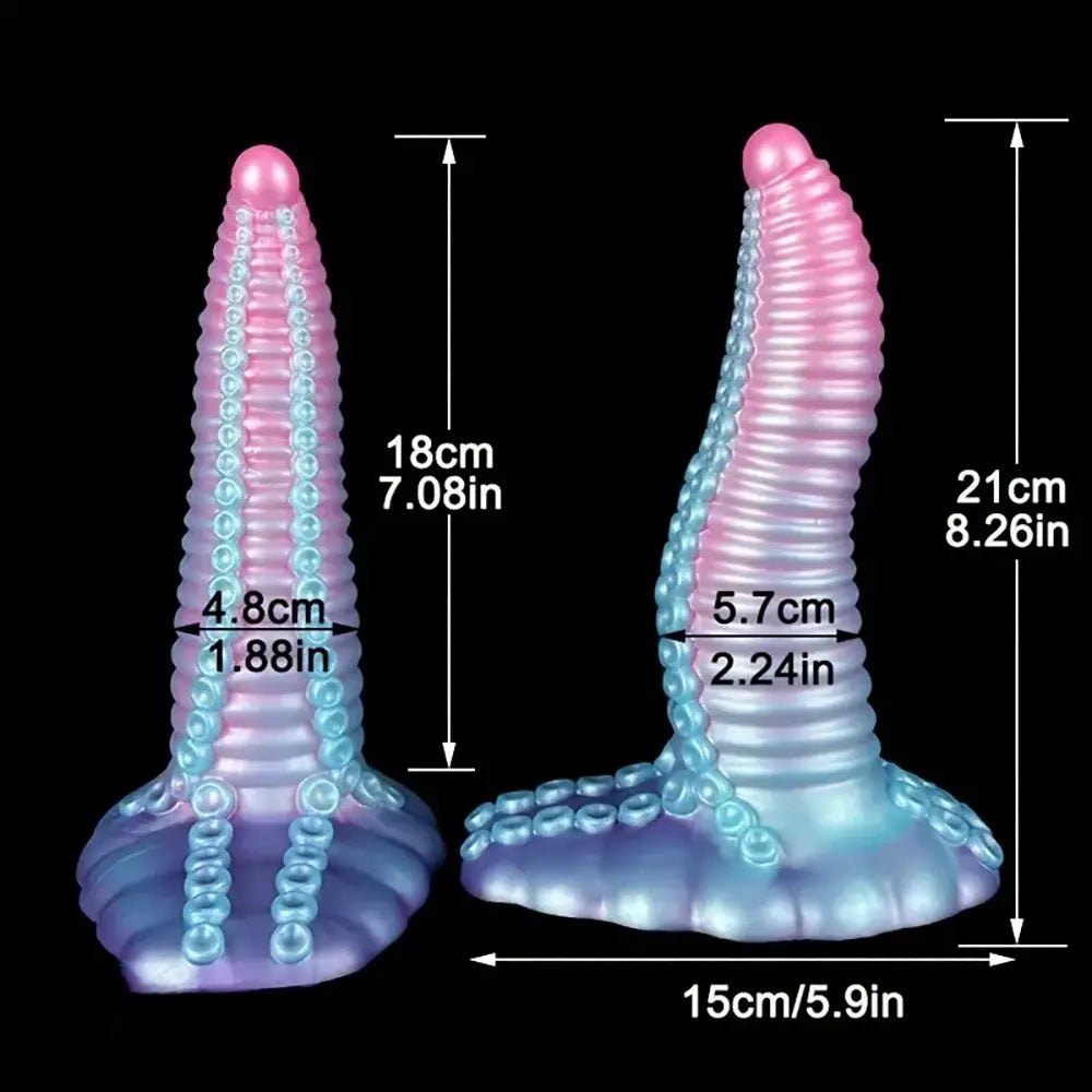 Pink purple tentacle textured fantasy dildo, photo 3