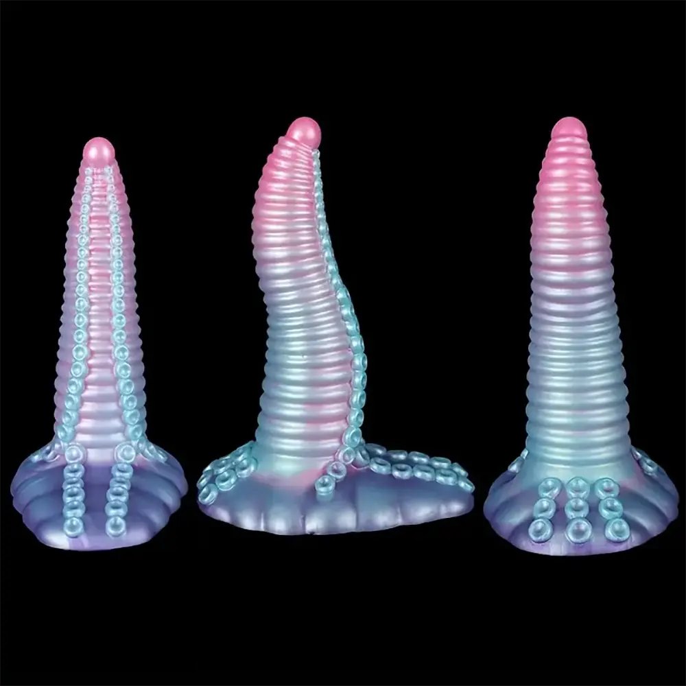 Pink purple tentacle textured fantasy dildo, photo 4