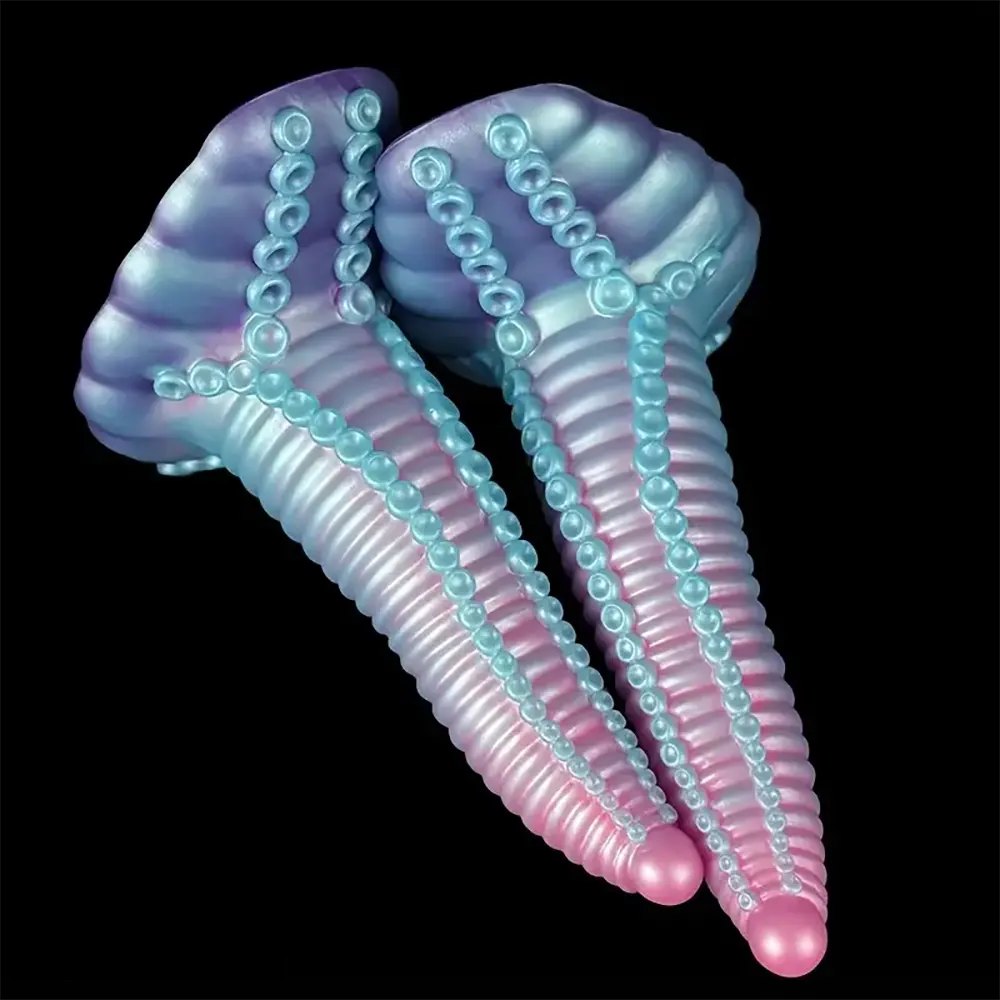 Pink purple tentacle textured fantasy dildo, photo 5