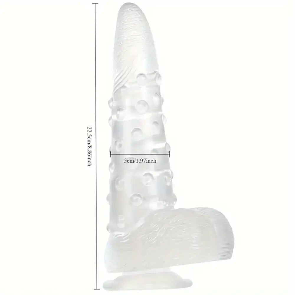 Clear translucent tentacle textured dildo