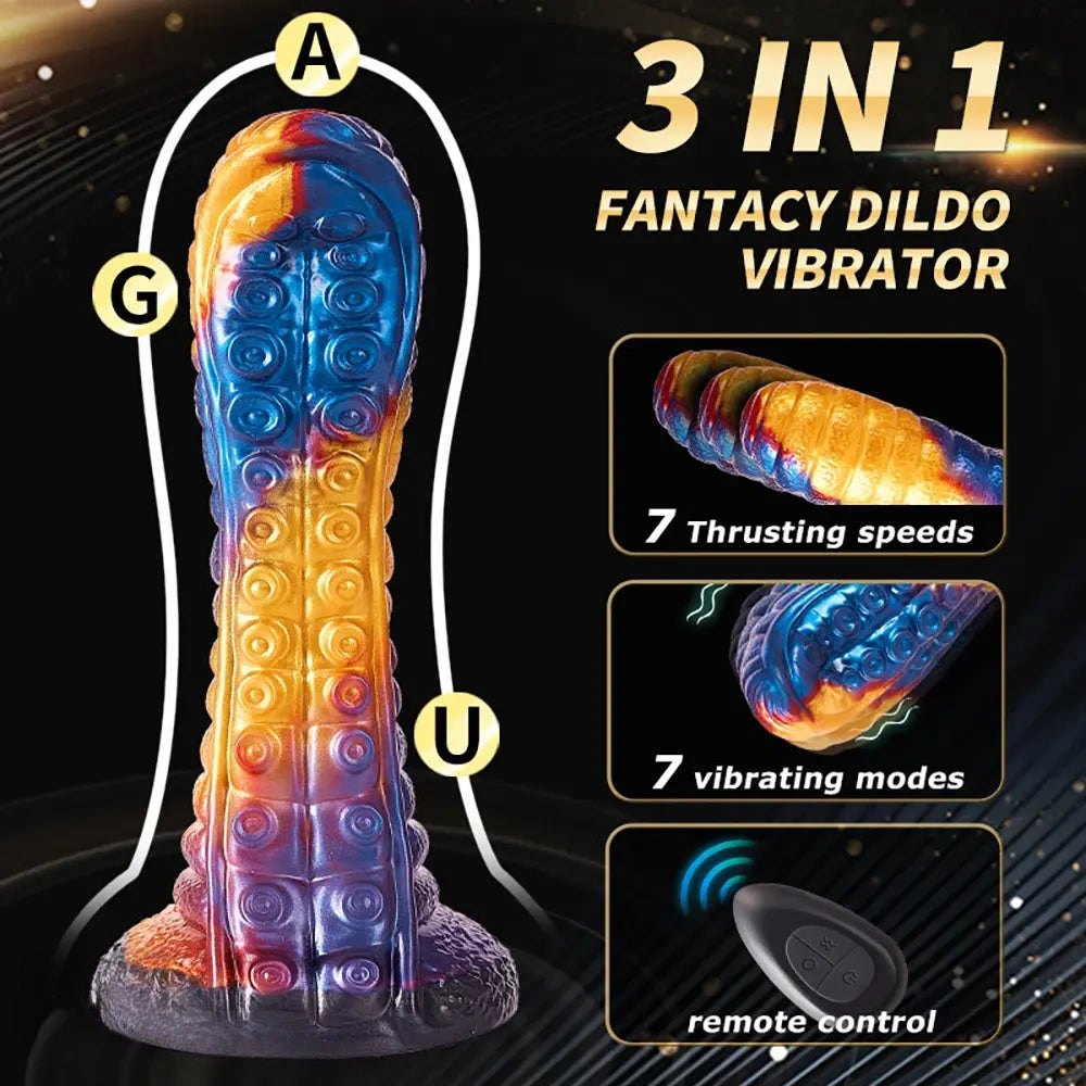 Blue and orange tentacle vibrating dildo, photo 2
