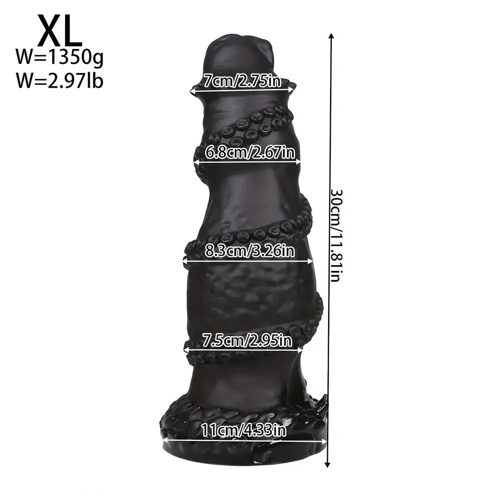 Black tentacle-wrapped fantasy dildo