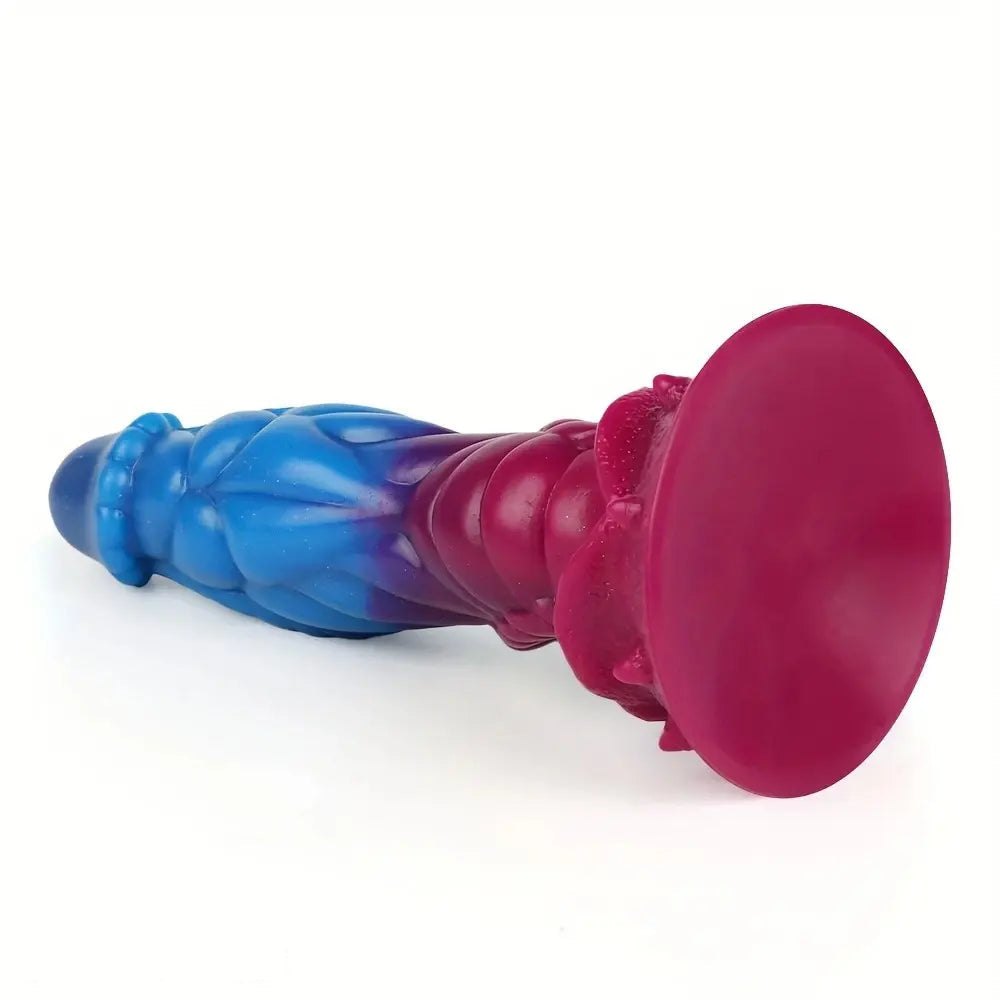 Blue and red ridged alien fantasy dildo, photo 6