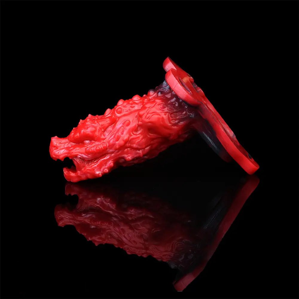 Red textured animal style silicone dildo, photo 10