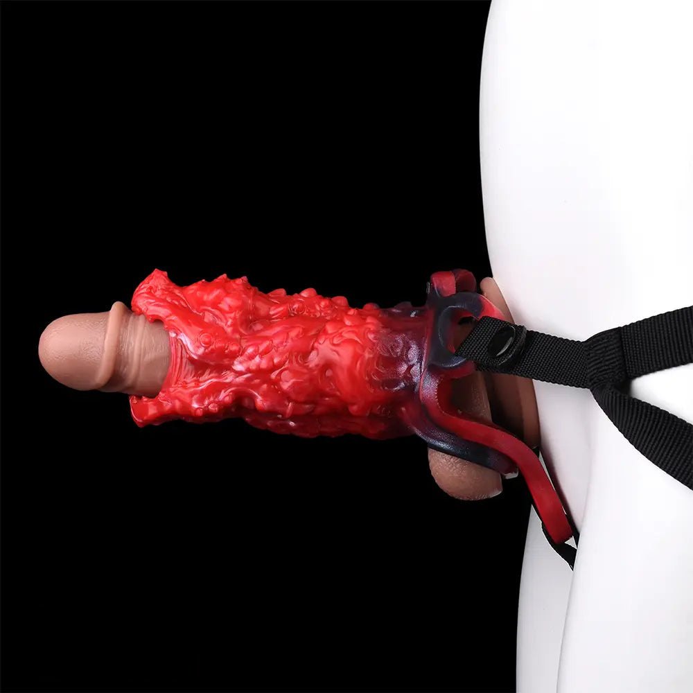 Red textured animal style silicone dildo, photo 13