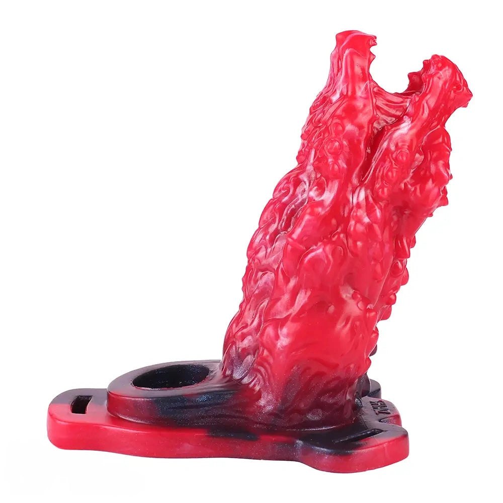 Red textured animal style silicone dildo, photo 14