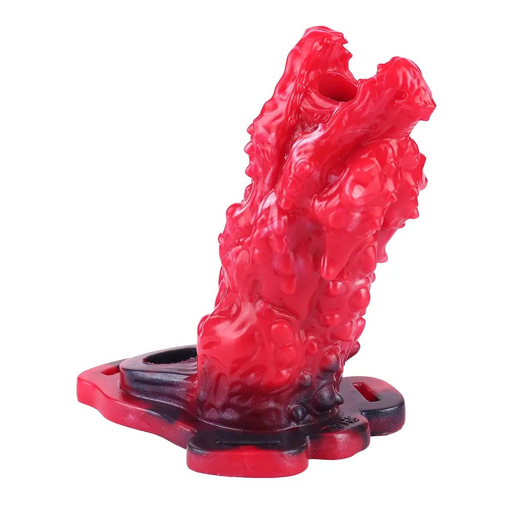 Red textured animal style silicone dildo, photo 15