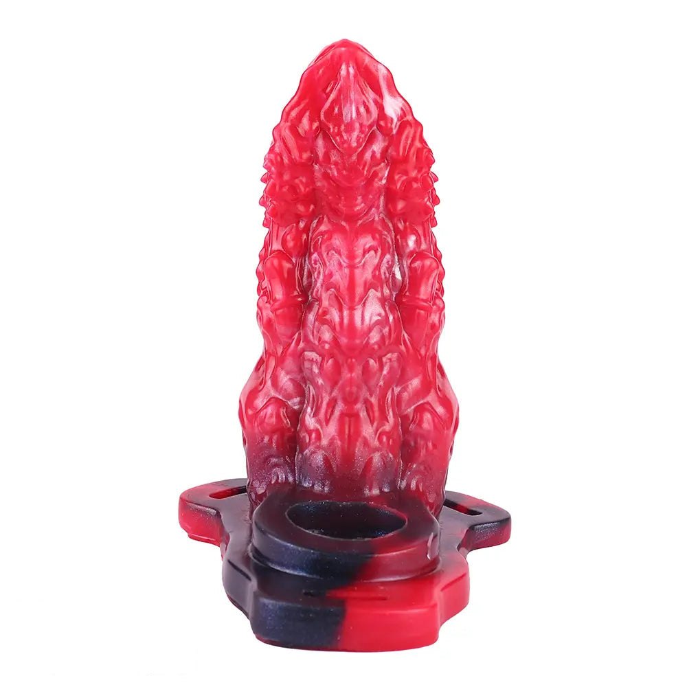 Red textured animal style silicone dildo, photo 2