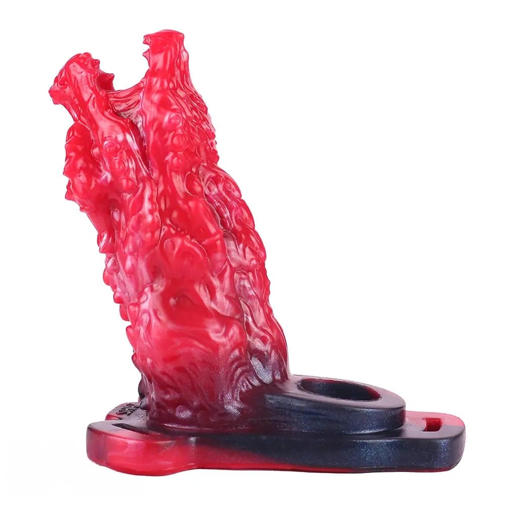 Red textured animal style silicone dildo, photo 3