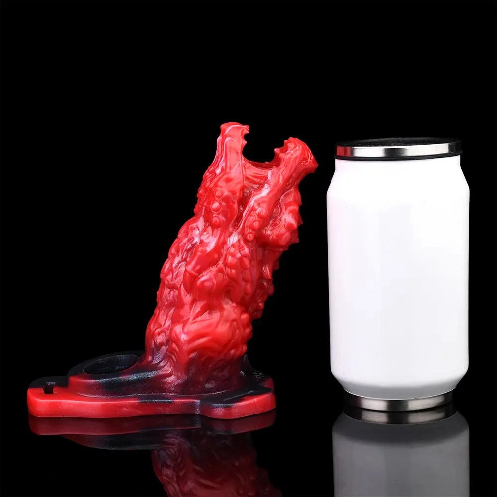 Red textured animal style silicone dildo, photo 6
