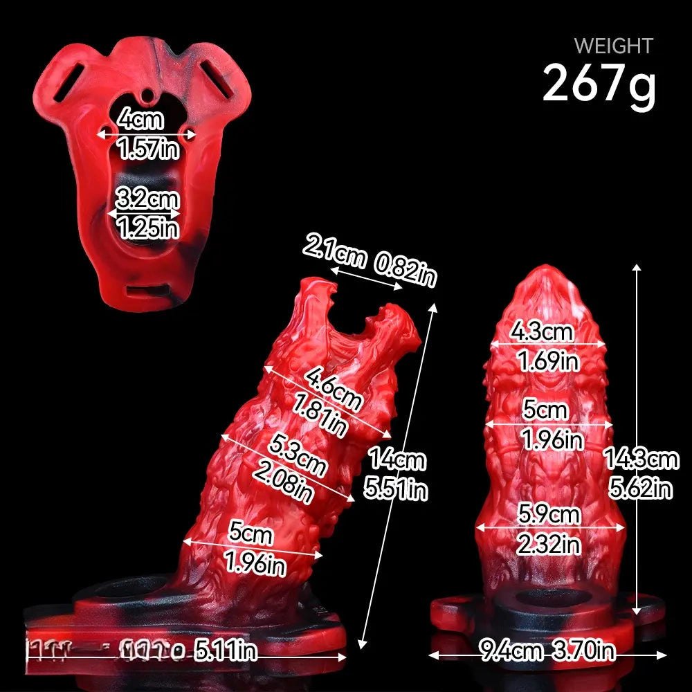 Red textured animal style silicone dildo, photo 7