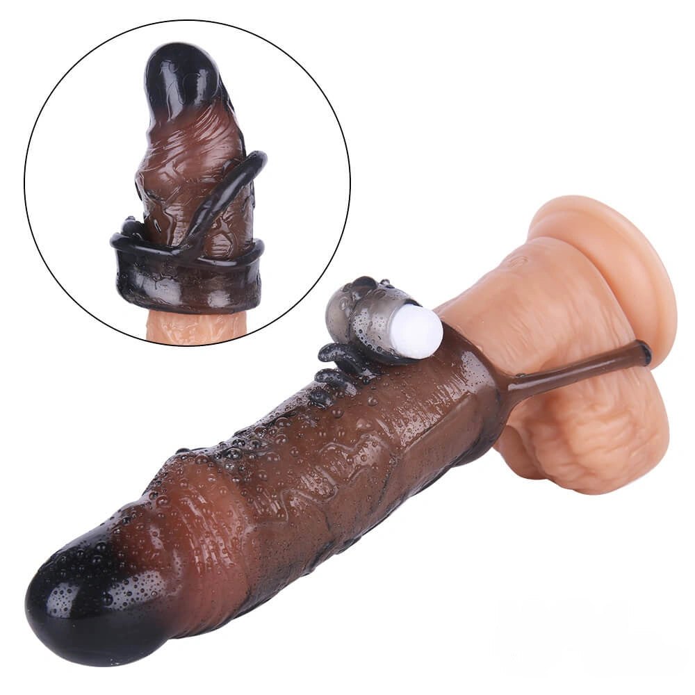 Black textured tpe cock sleeve, photo 1