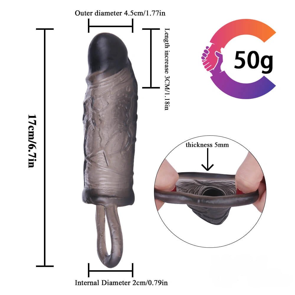Black textured tpe cock sleeve, photo 11
