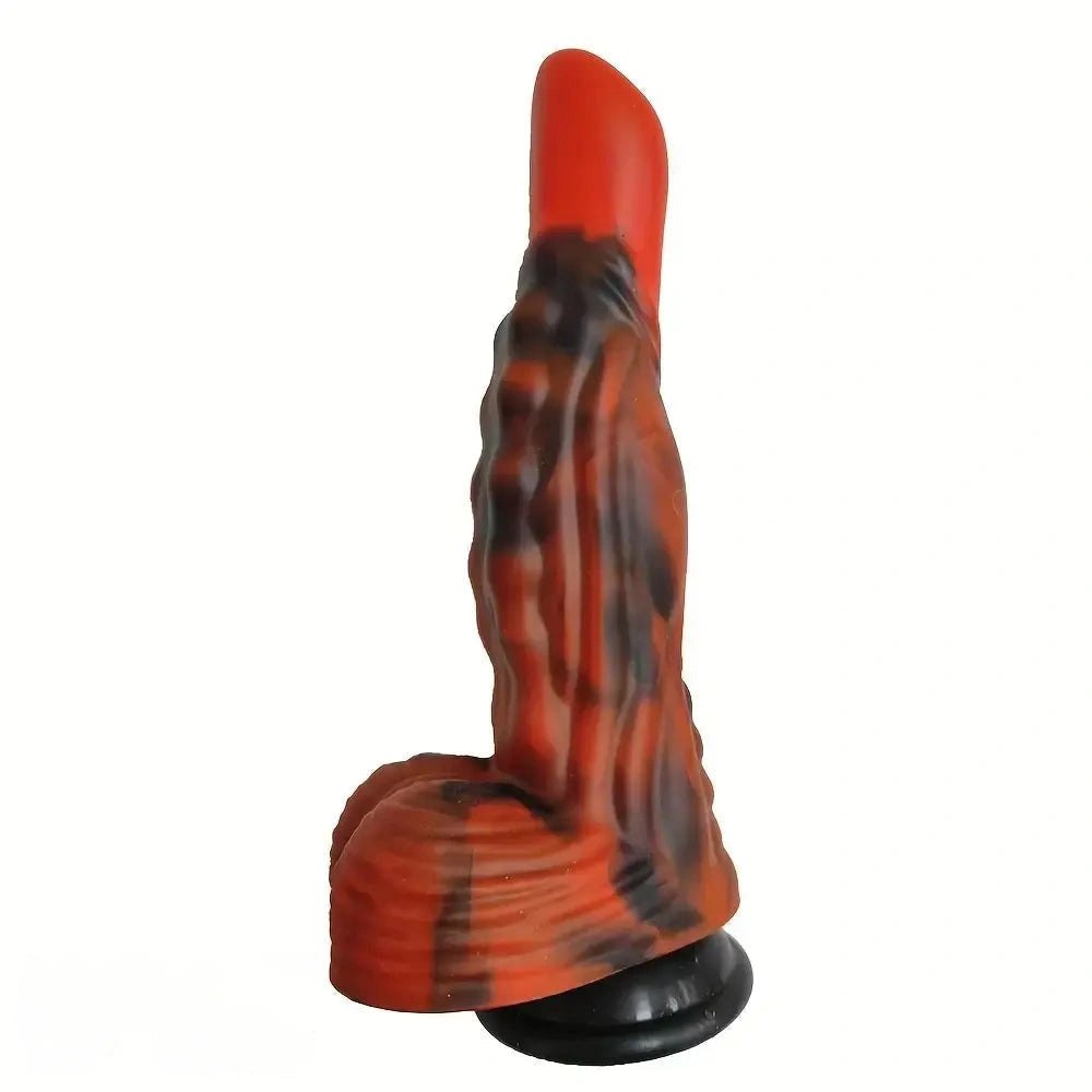 Black red textured fantasy anal dildo, photo 1