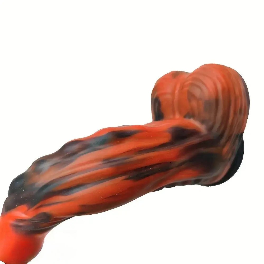 Black red textured fantasy anal dildo, photo 11