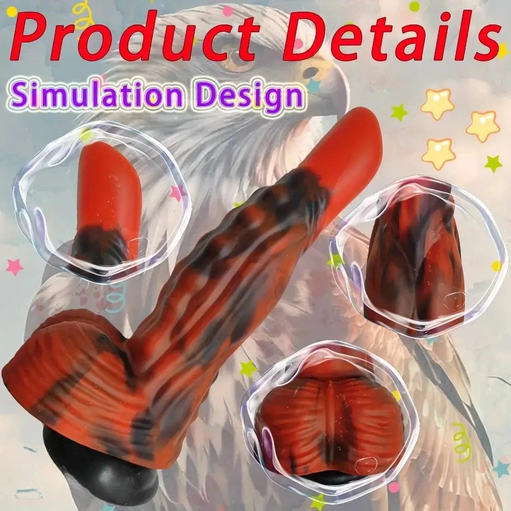 Black red textured fantasy anal dildo, photo 4