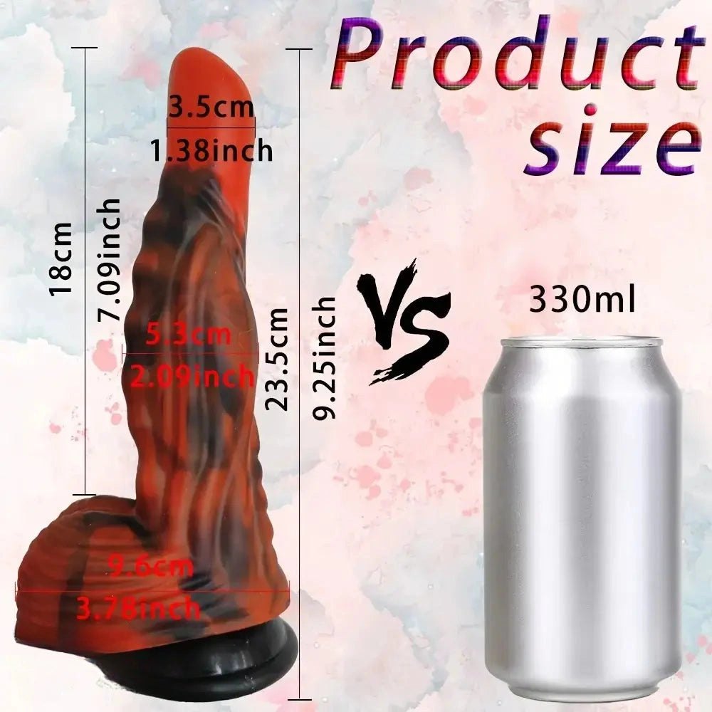 Black red textured fantasy anal dildo, photo 5
