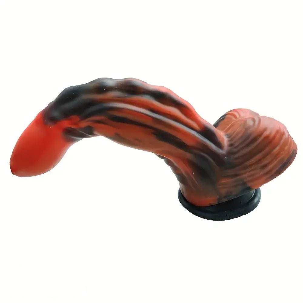 Black red textured fantasy anal dildo, photo 7