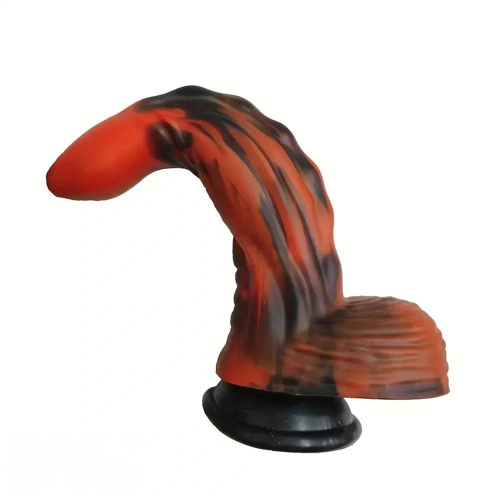 Black red textured fantasy anal dildo, photo 9