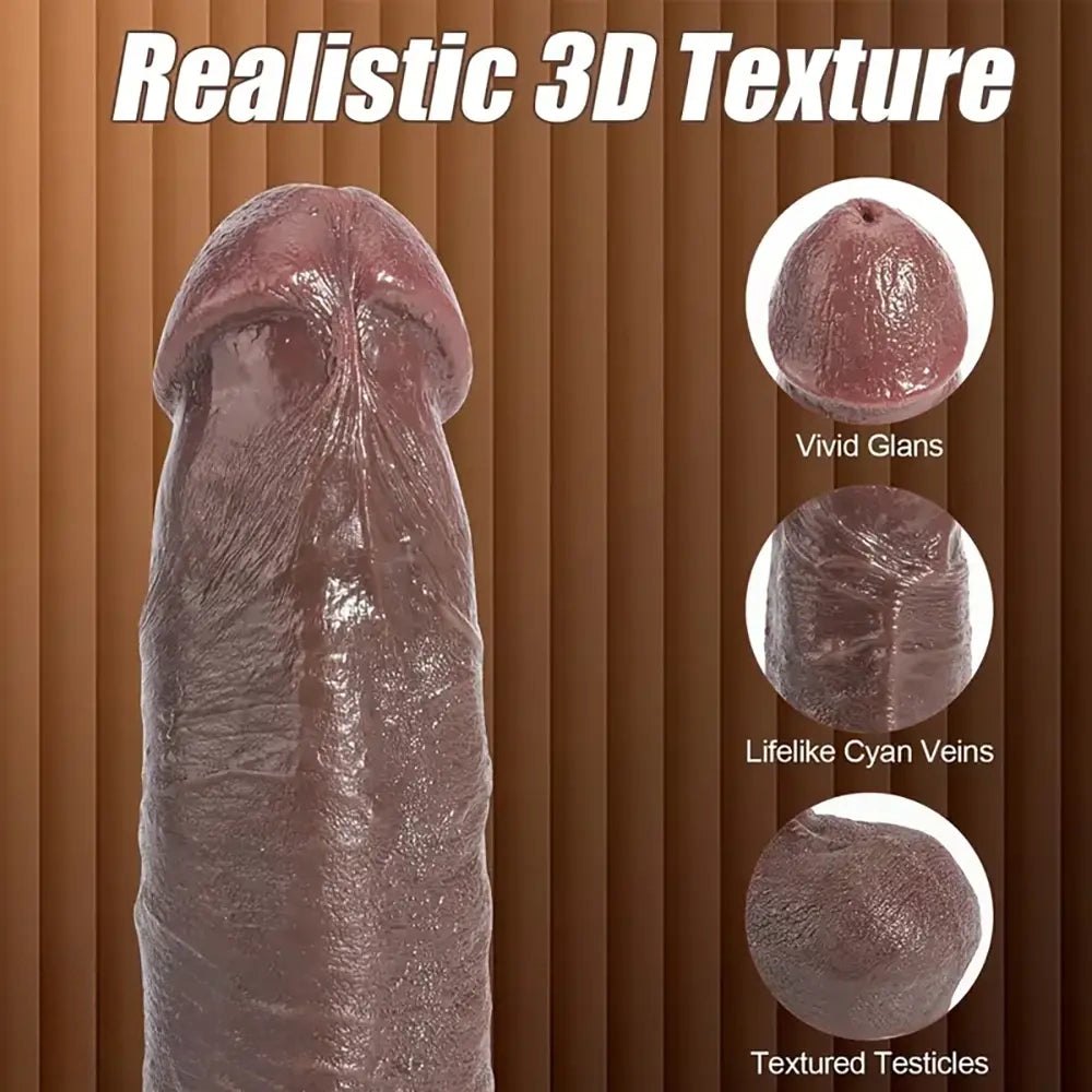 Brown textured realistic silicone dildo, photo 2