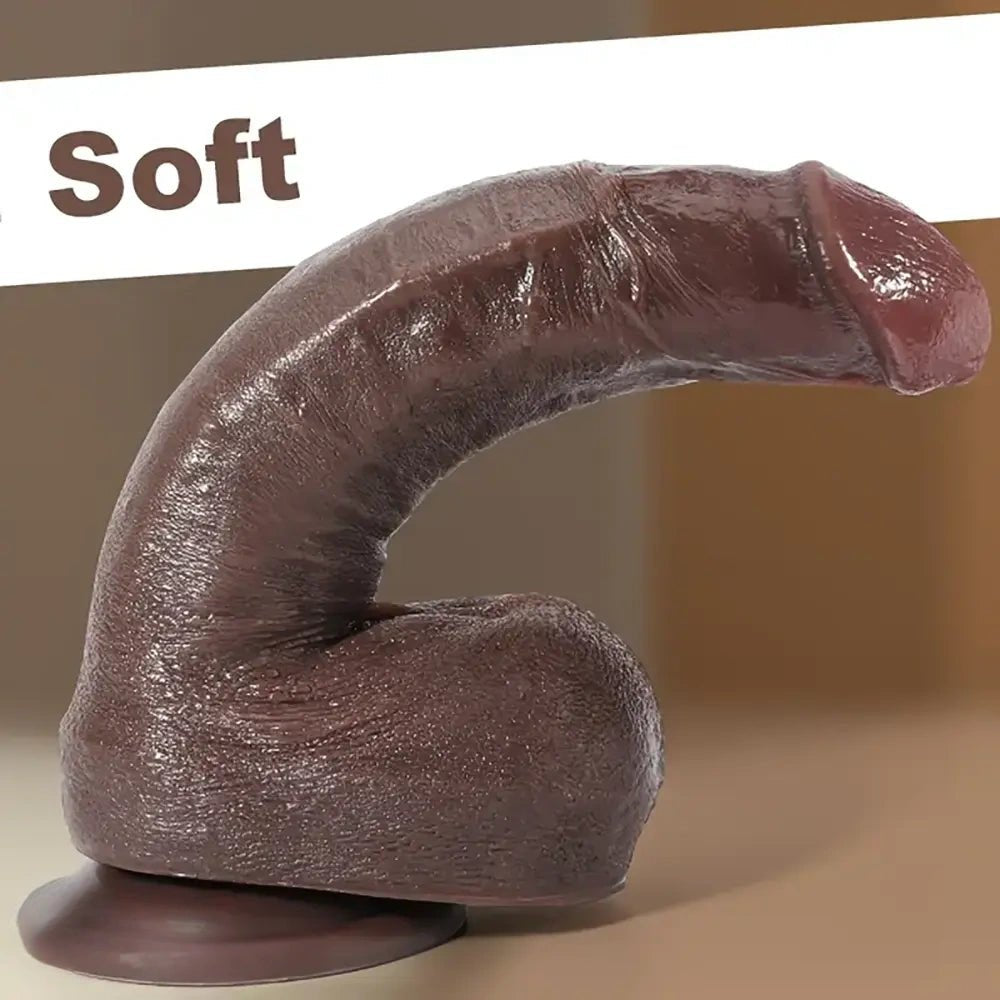 Brown textured realistic silicone dildo, photo 5