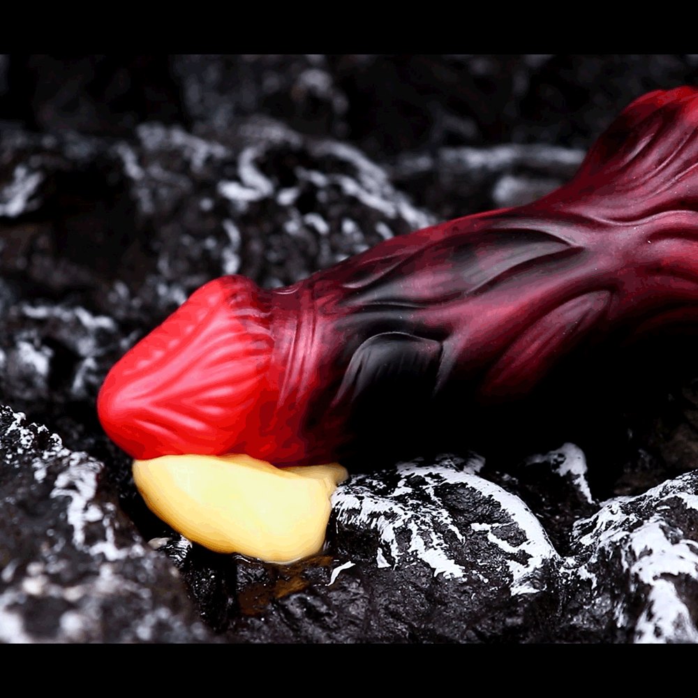Red textured silicone fantasy cock sleeve, photo 10