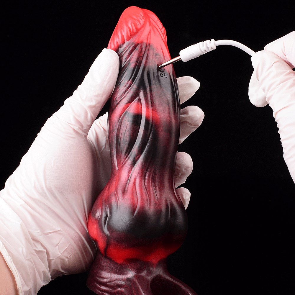 Red textured silicone fantasy cock sleeve, photo 8