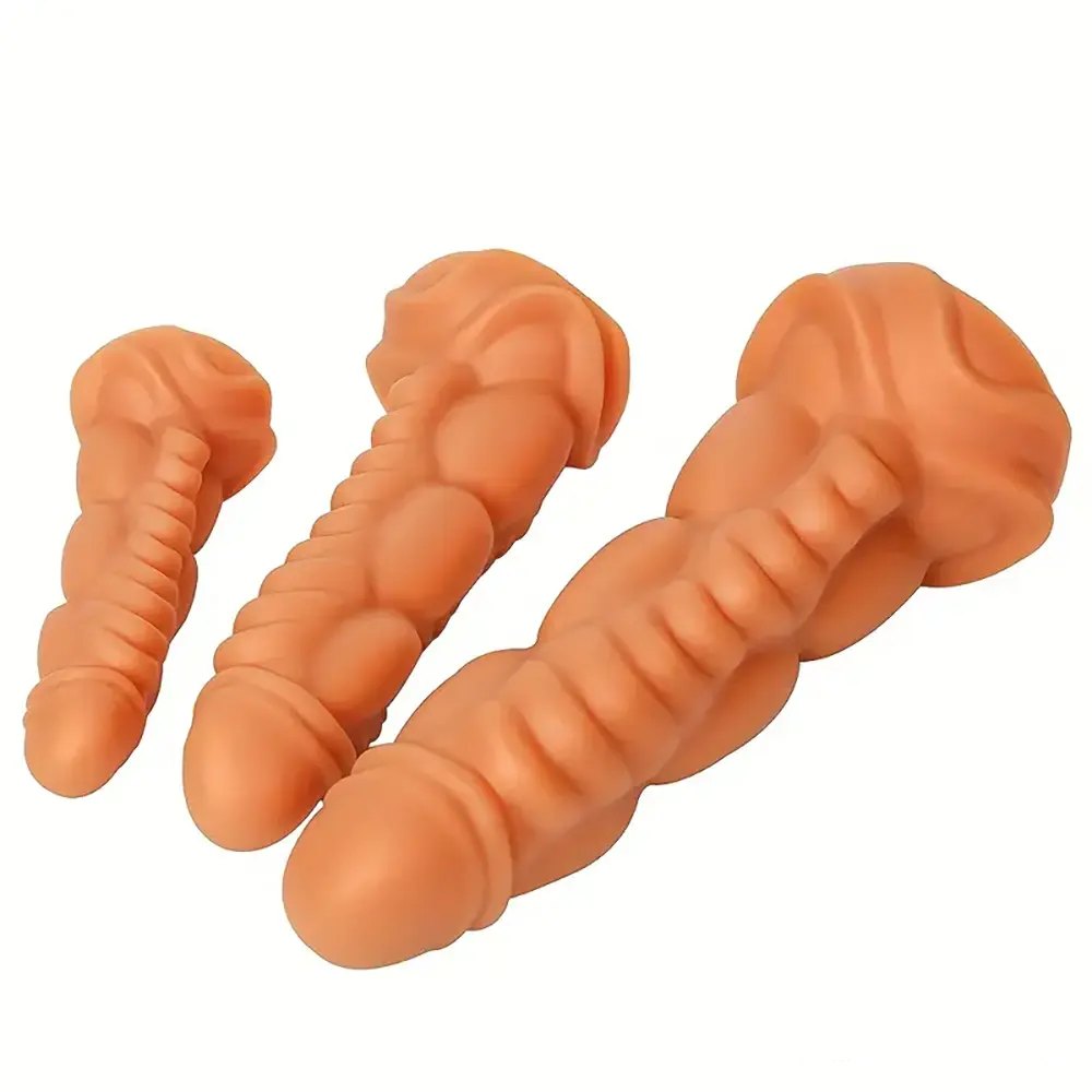 Metallic gold textured fantasy silicone dildo, photo 1