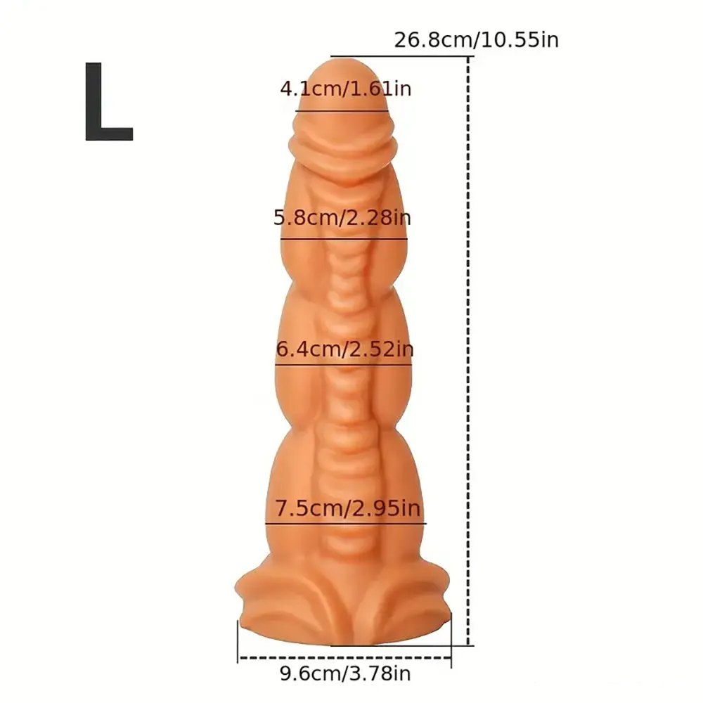 Metallic gold textured fantasy silicone dildo, photo 10