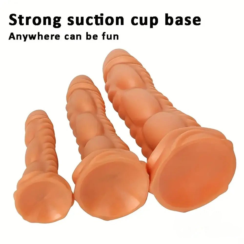 Metallic gold textured fantasy silicone dildo, photo 2
