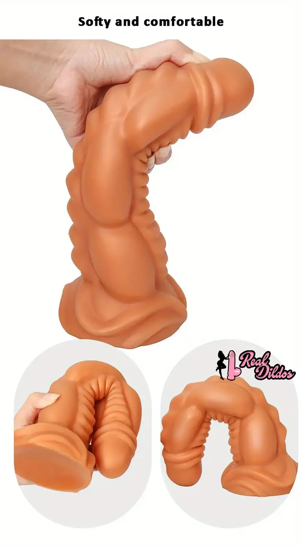 Metallic gold textured fantasy silicone dildo, photo 3