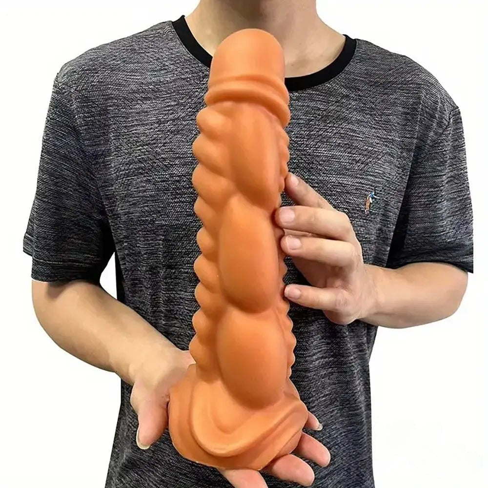 Metallic gold textured fantasy silicone dildo, photo 6